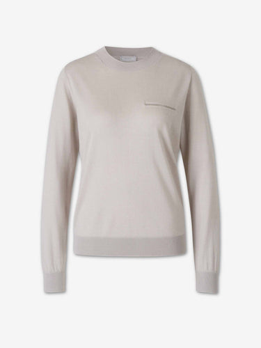 Peserico Mujer Barcelona Jersey Fino Cashmere Seda color Marfil sku 711-003511 02 - Foto 1