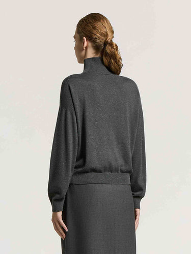 Peserico Mujer Barcelona Jersey Cuello Alto Lurex color Gris Antracita sku 711-003514 01 - Foto 2