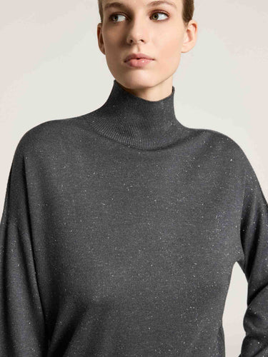 Peserico Mujer Barcelona Jersey Cuello Alto Lurex color Gris Antracita sku 711-003514 01 - Foto 3