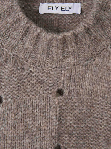 Ely Ely Mujer Barcelona Jersey Cuello Redondo Cuadros color Taupe sku 711-003563 01 - Foto 3