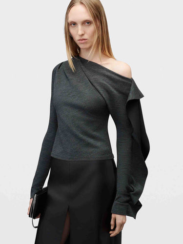 Alexander Wang Mujer Barcelona Top Asimétrico Manga Larga color Gris Oscuro sku 711-003566 01 - Foto 2
