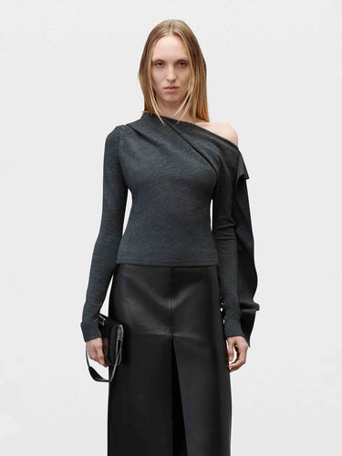 Alexander Wang Mujer Barcelona Top Asimétrico Manga Larga color Gris Oscuro sku 711-003566 01 - Foto 4