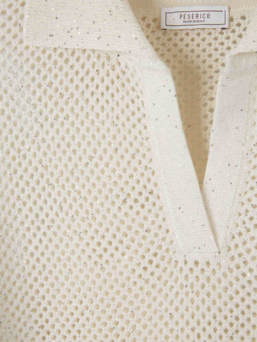 Peserico Mujer Barcelona Polo Punto Algodón color Crema sku 712-000581 01 - Foto 3