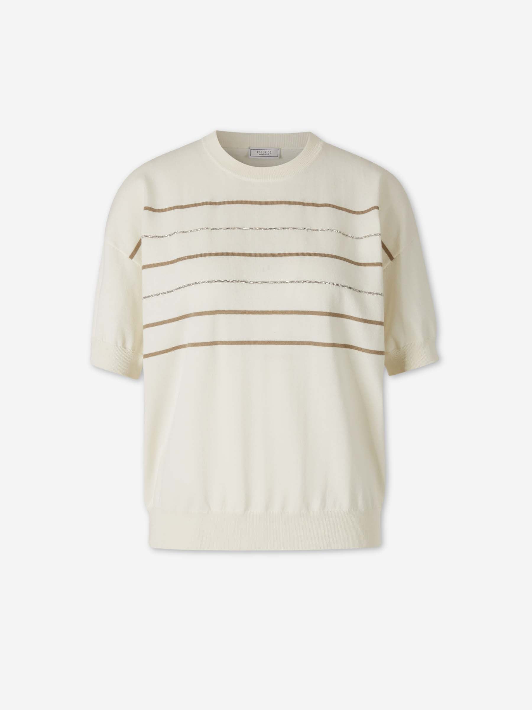 Peserico Mujer Barcelona Camiseta Punto Listado color Blanco sku 712-000582 01 - Foto 1