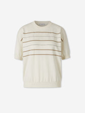 Peserico Mujer Barcelona Camiseta Punto Listado color Blanco sku 712-000582 01 - Foto 1