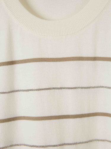 Peserico Mujer Barcelona Camiseta Punto Listado color Blanco sku 712-000582 01 - Foto 2