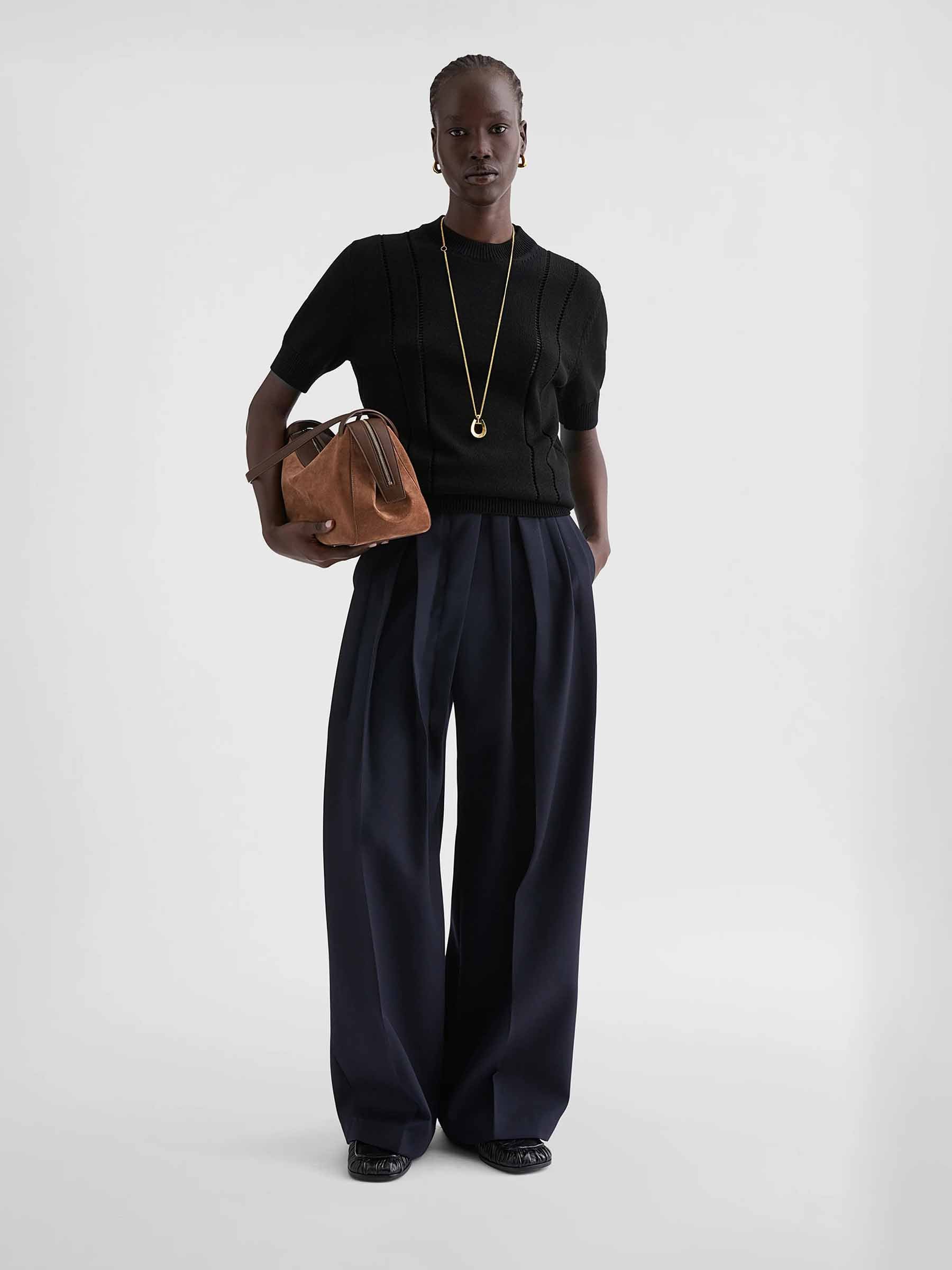 Jil Sander Mujer Barcelona Camiseta Algodón Pointelle color Negro sku 712-000583 01 - Foto 2