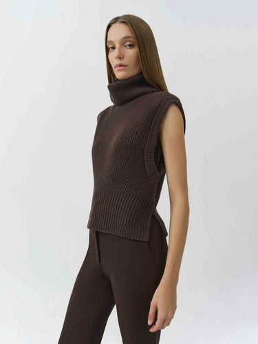 Simkhai Mujer Barcelona Chaleco Cuello Alto Maple color Marrón Oscuro sku 712-000596 01 - Foto 3