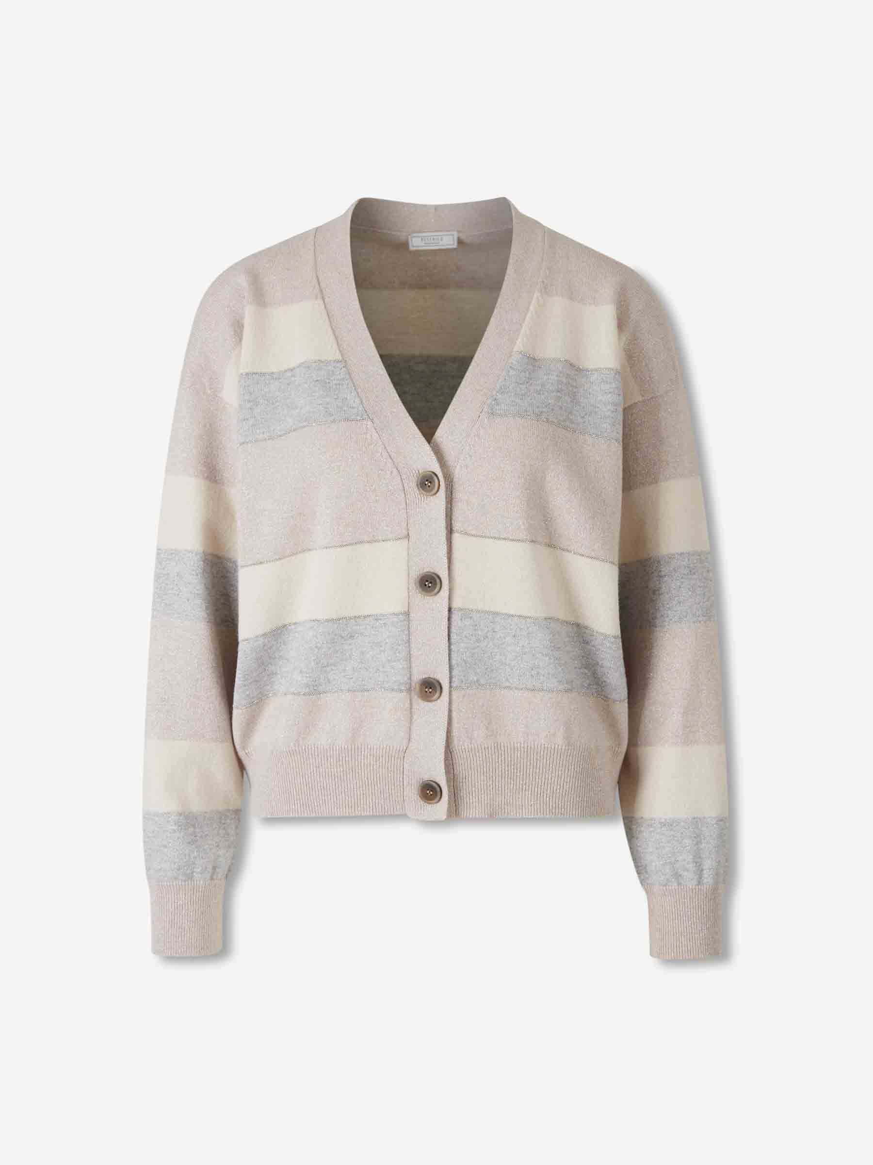 Peserico Mujer Barcelona Cárdigan Punto Listado color Beige sku 713-000353 01 - Foto 1