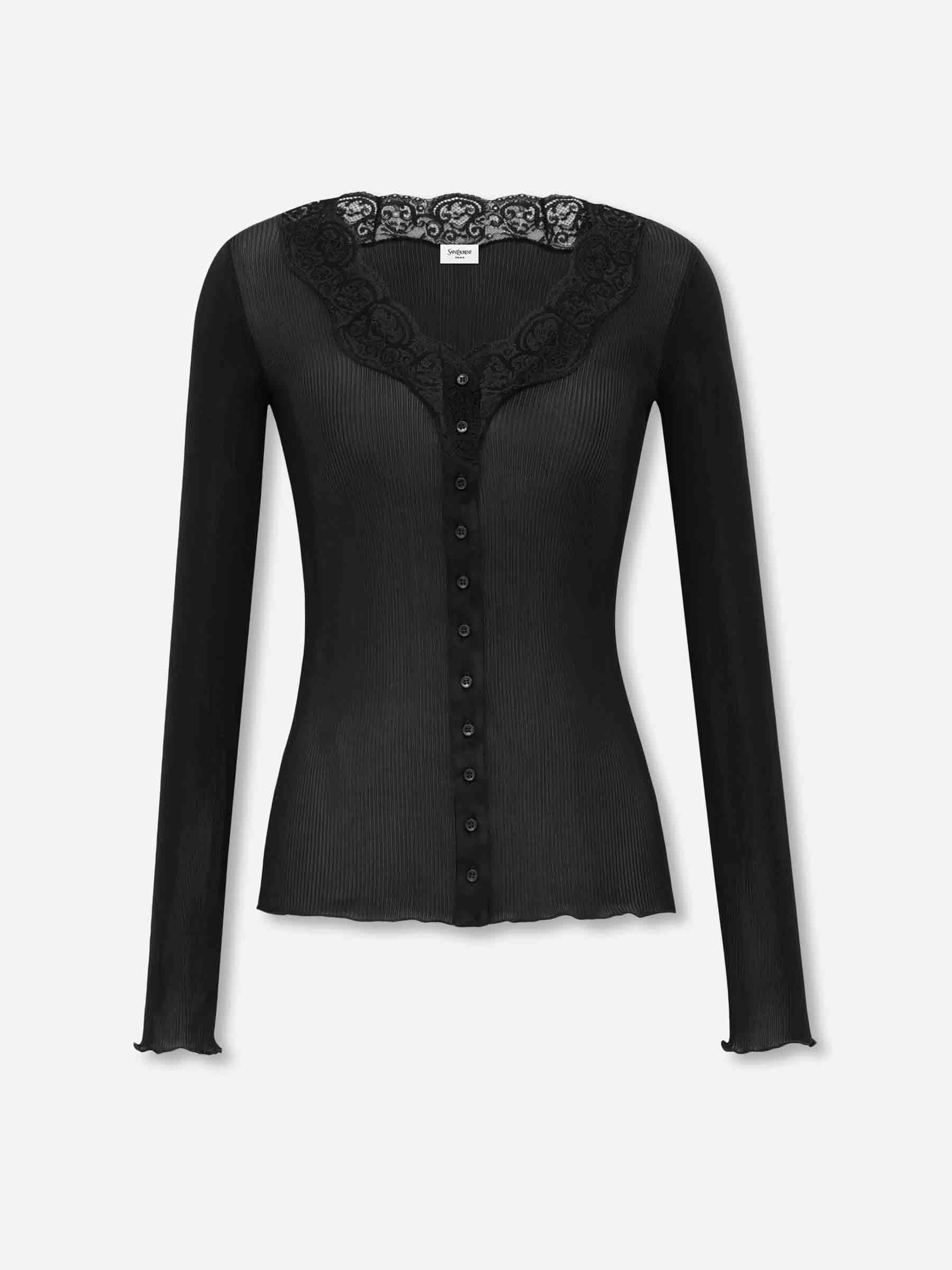 Saint Laurent Mujer Barcelona Cárdigan Encaje Seda color Negro sku 713-000400 01 - Foto 1