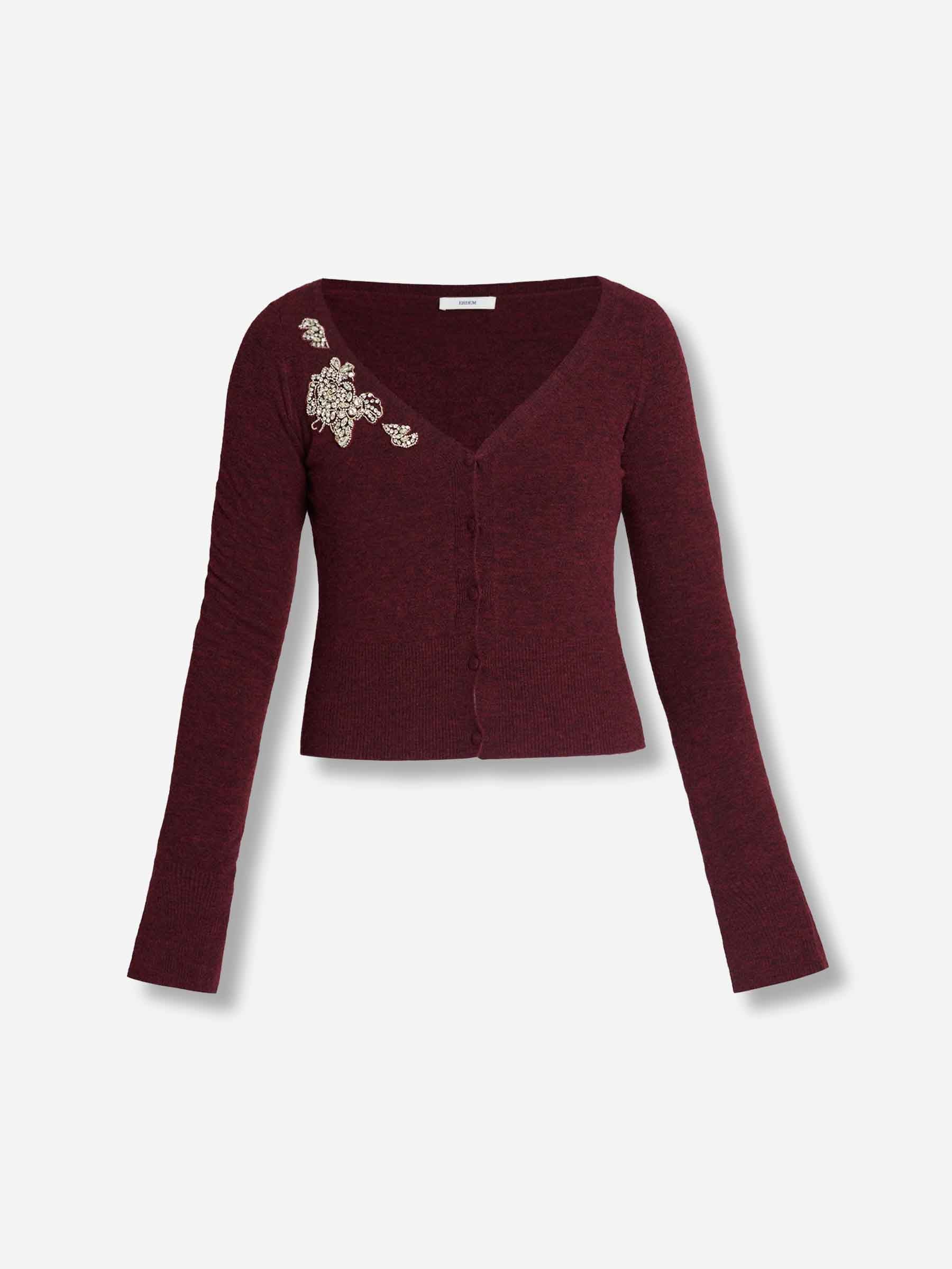 Erdem Mujer Barcelona Cárdigan Punto Fino color Burdeos sku 713-000408 01 - Foto 1