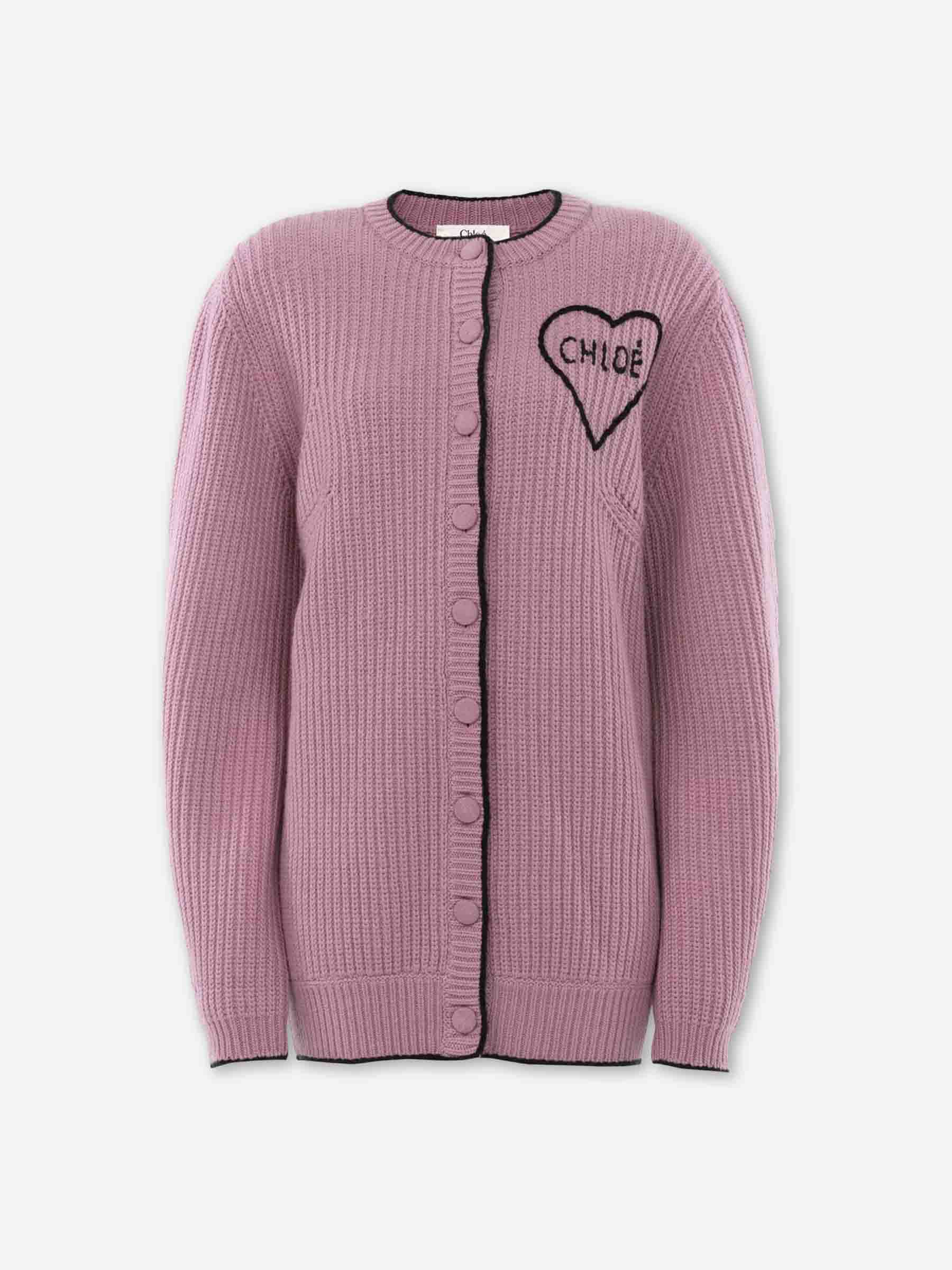 Chloé Mujer Barcelona Cárdigan Punto Lana color Rosa Envejecido sku 713-000416 01 - Foto 1