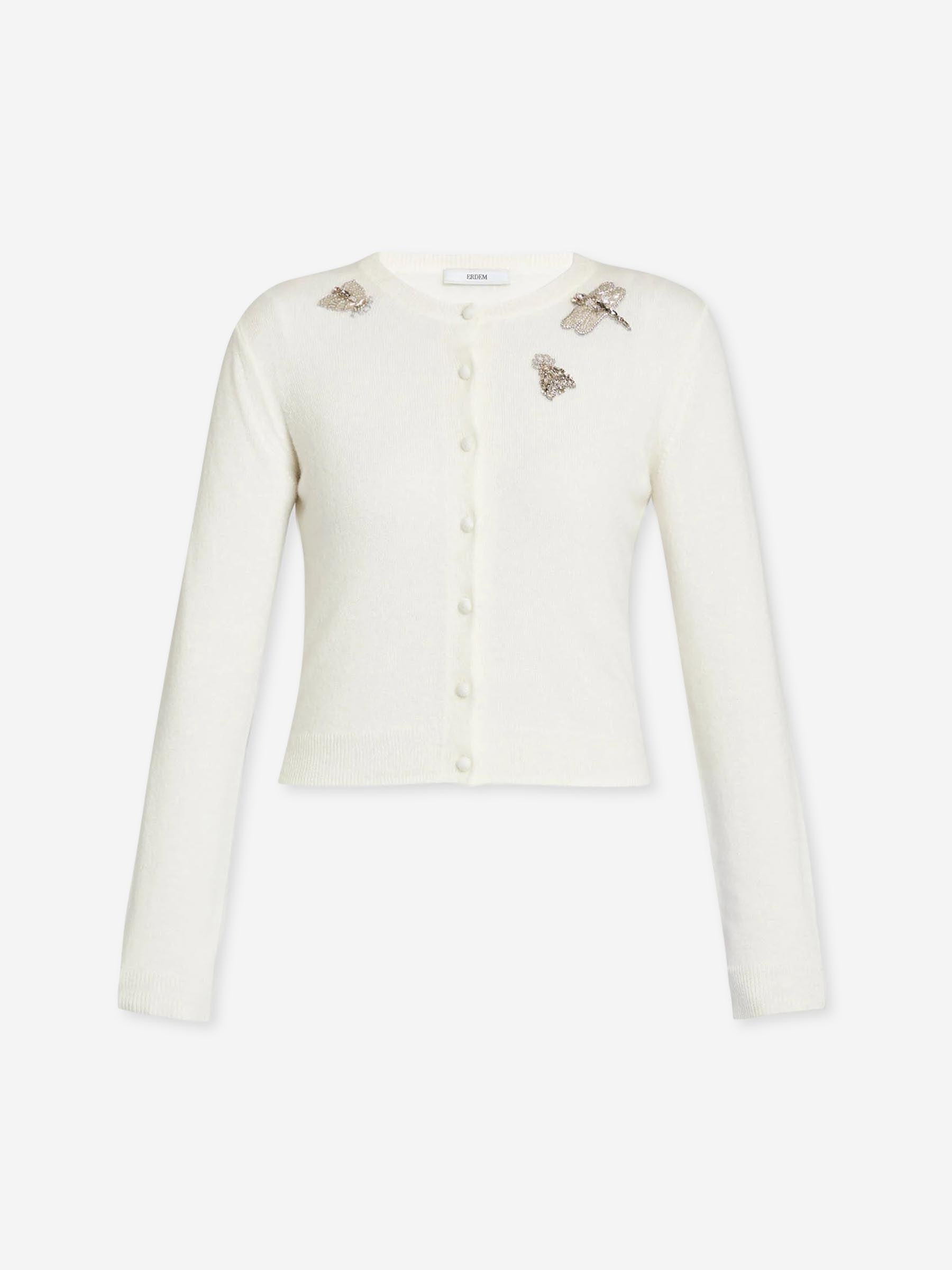 Erdem Mujer Barcelona Cárdigan Punto Adornado color Marfil sku 713-000419 01 - Foto 1