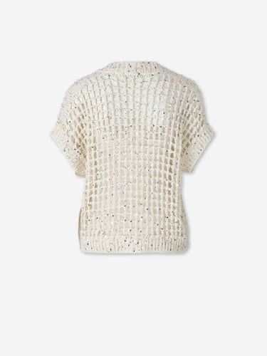 Peserico Mujer Barcelona Cárdigan Calados Lentejuelas color Crema sku 713-000432 01 - Foto 2