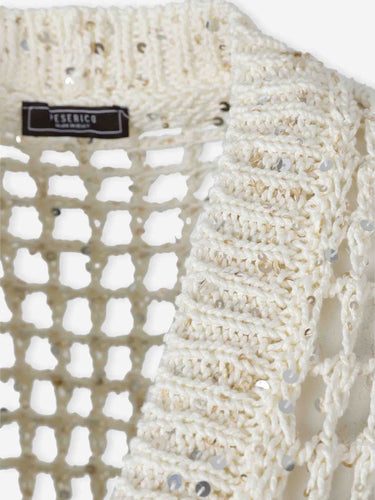 Peserico Mujer Barcelona Cárdigan Calados Lentejuelas color Crema sku 713-000432 01 - Foto 3