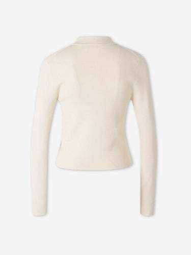 Victoria Beckham Mujer Barcelona Cárdigan con cuello camisero color Marfil sku 713-000445 01 - Foto 2