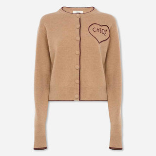 Chloé Mujer Barcelona Cárdigan Logo Corazón color Camel sku 713-000449 01 - Foto 1