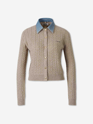 Miu Miu Mujer Barcelona Cárdigan Cuello Denim color Beige sku 713-000455 01 - Foto 1