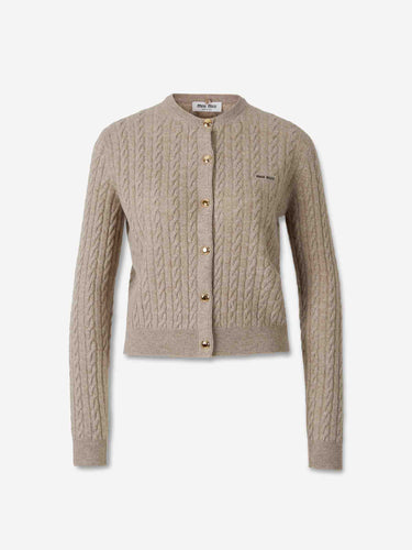 Miu Miu Mujer Barcelona Cárdigan Cuello Denim color Beige sku 713-000455 01 - Foto 2