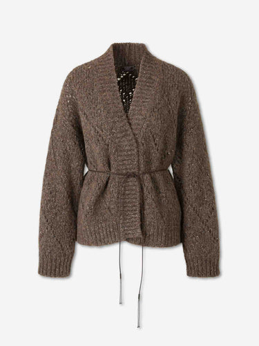 Peserico Mujer Barcelona Cárdigan Calados Lentejuelas color Marrón Oscuro sku 713-000473 01 - Foto 1