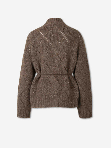 Peserico Mujer Barcelona Cárdigan Calados Lentejuelas color Marrón Oscuro sku 713-000473 01 - Foto 2