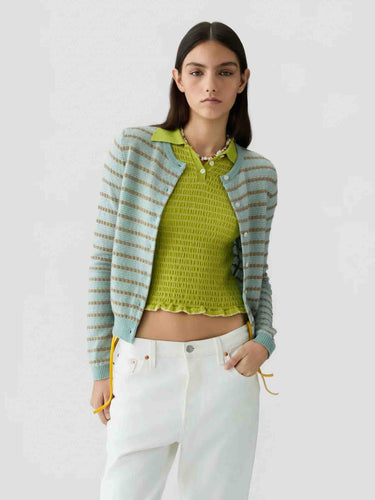 Guest in Residence Mujer Barcelona Cárdigan Rayas Pebble color Verde Menta sku 713-000486 01 - Foto 4