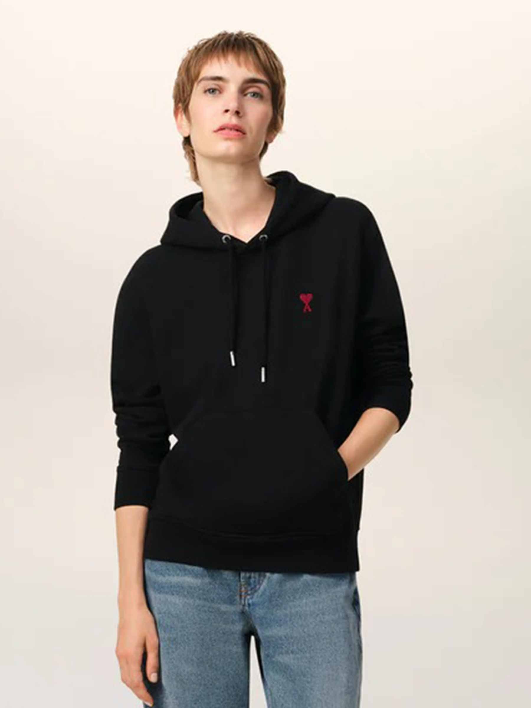 Ami Paris Mujer Barcelona Sudadera con capucha color Negro sku 715-000209 02 - Foto 2