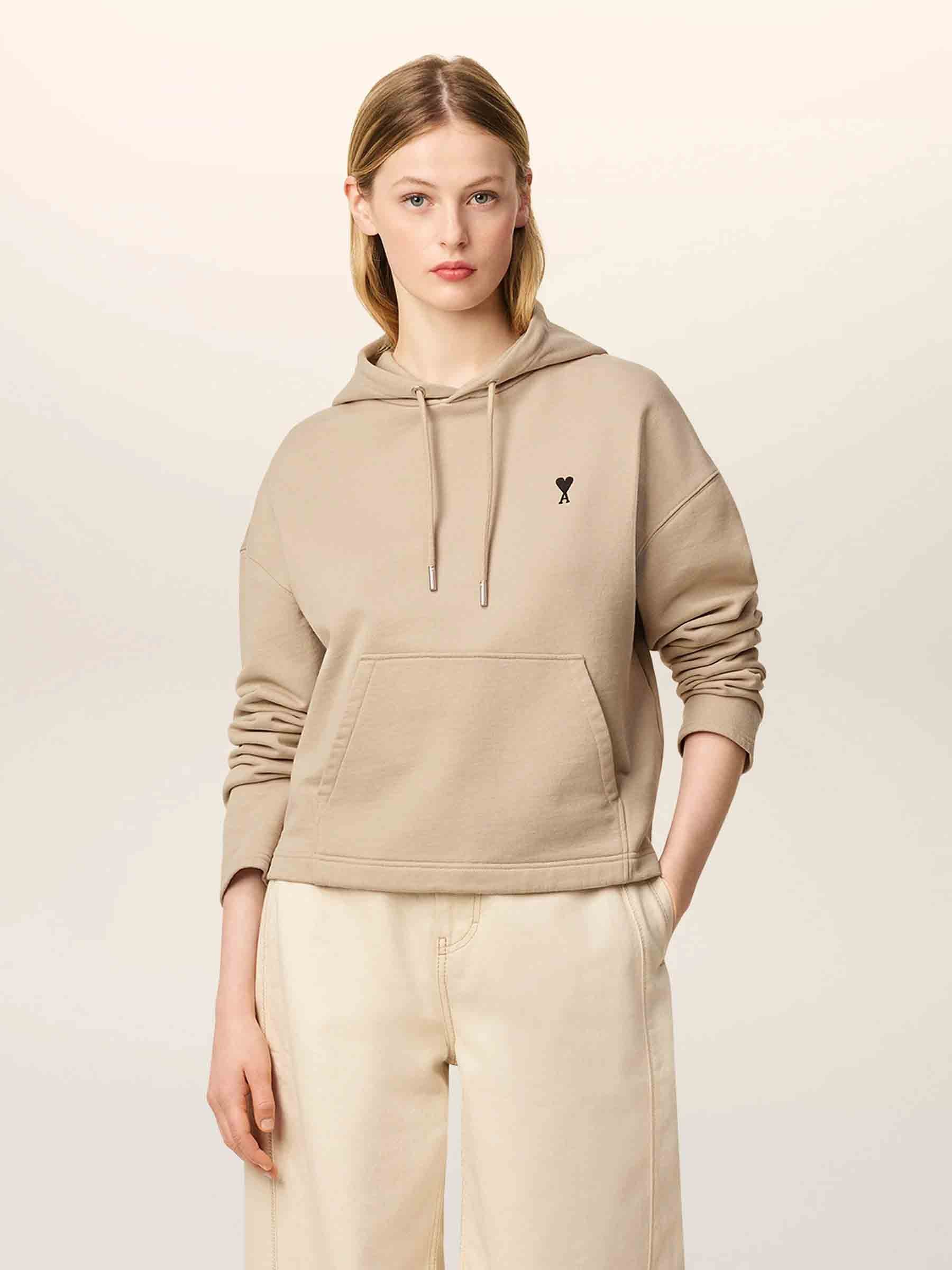 Ami Paris Mujer Barcelona Sudadera Capucha Logo color Beige sku 715-000211 02 - Foto 2