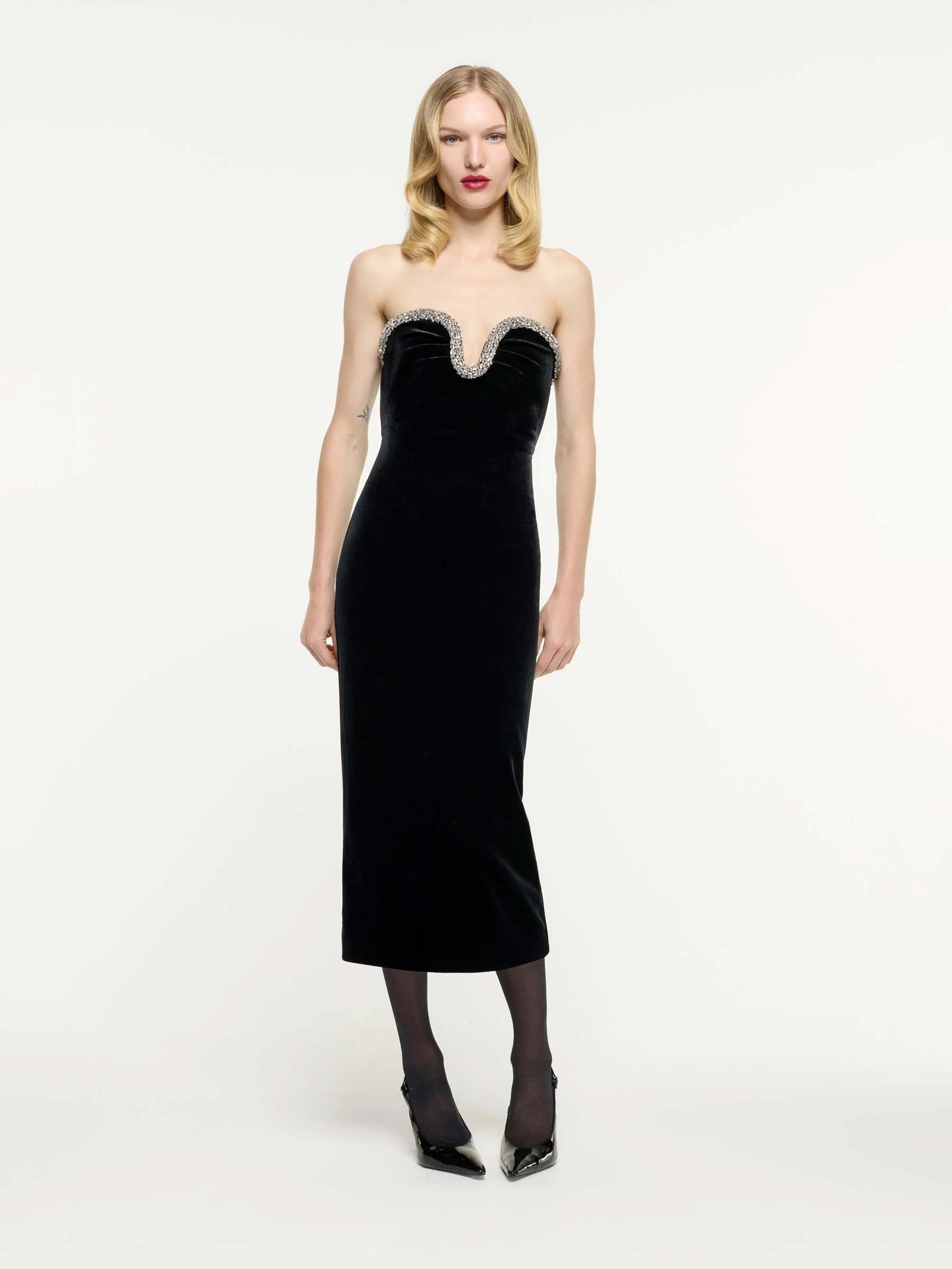 Roland Mouret Mujer Barcelona Vestido Midi Terciopelo color Negro sku 721-000354 01 - Foto 1