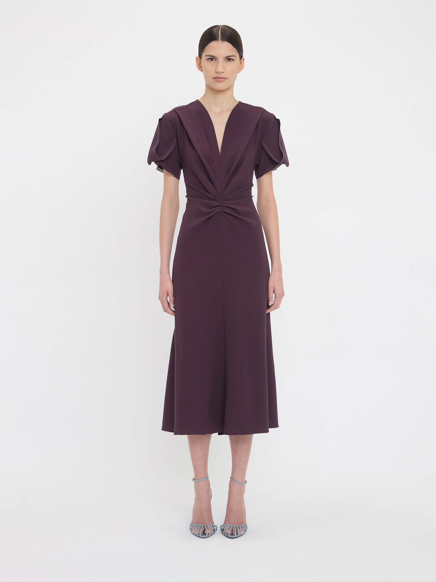 Victoria Beckham Mujer Barcelona Vestido Midi Fruncido color Purpura sku 721-000374 01 - Foto 2