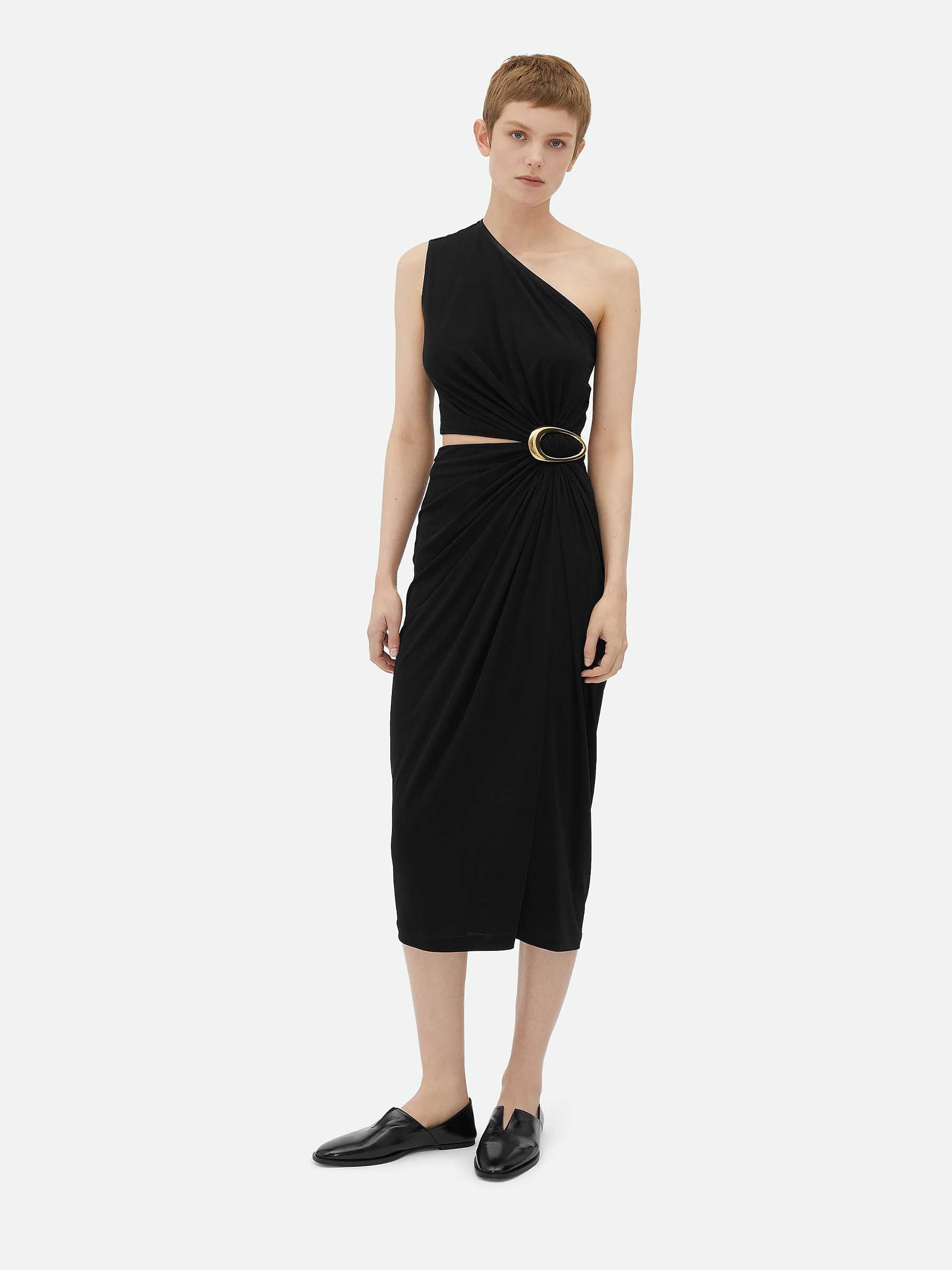 Bottega Veneta Mujer Barcelona Vestido Midi de Viscosa y Crepé color Negro sku 721-000376 01 - Foto 1