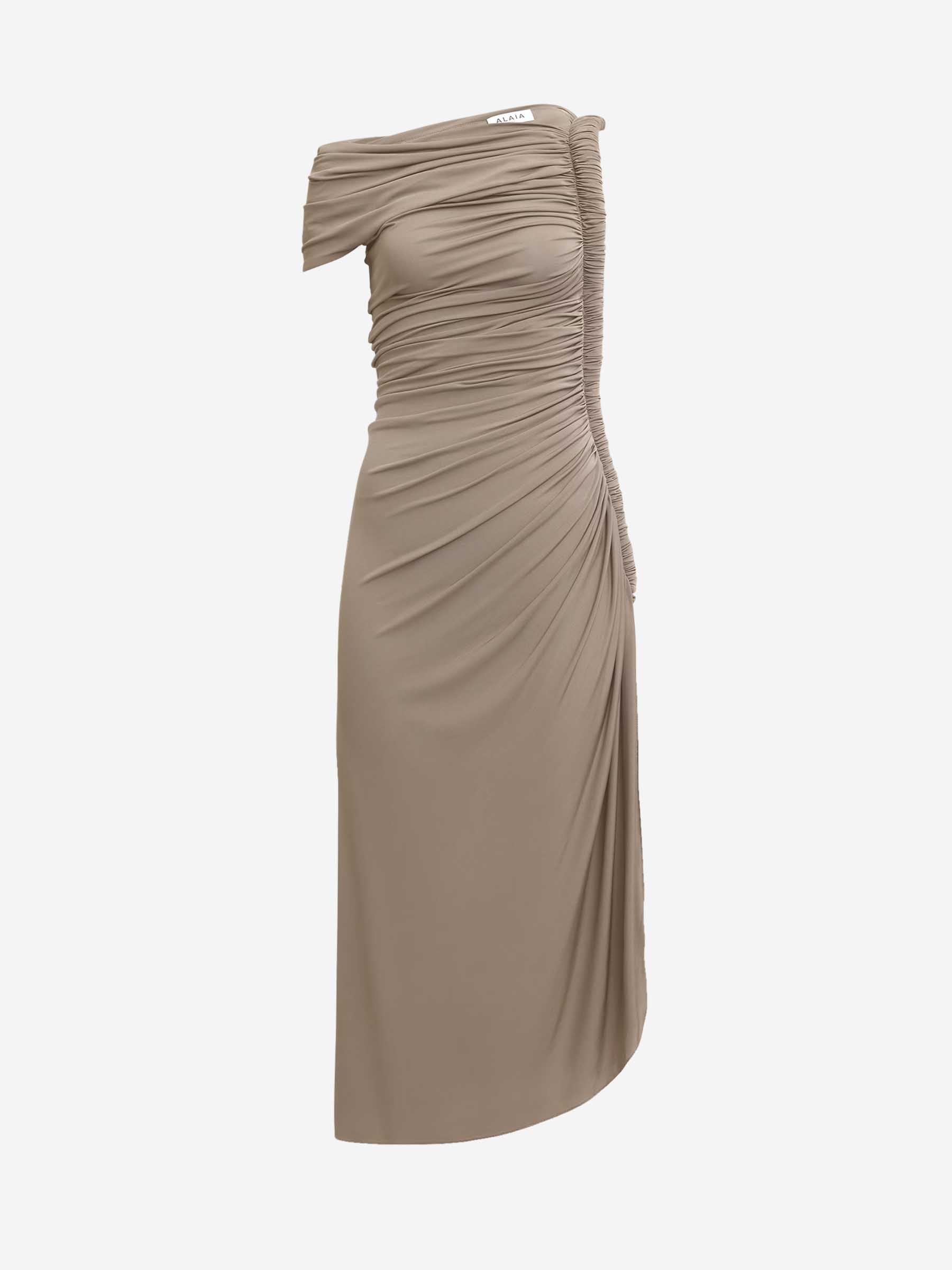 Alaïa Mujer Barcelona Vestido Punto Drapeado color Taupe sku 721-000414 01 - Foto 1