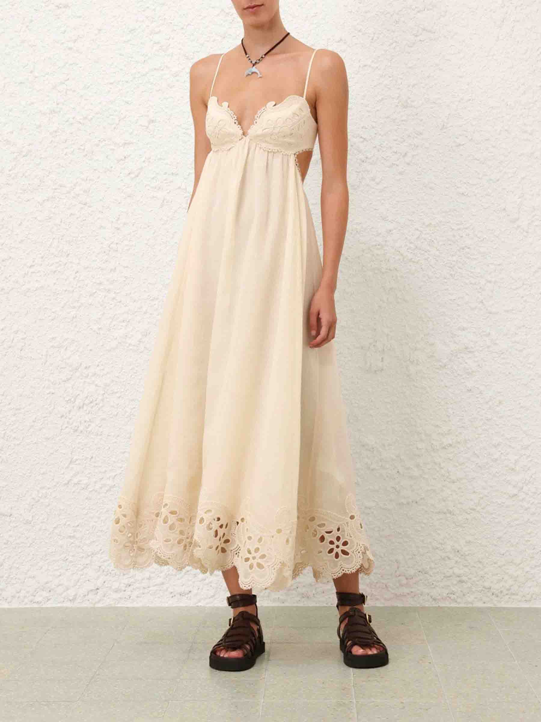 Zimmermann Mujer Barcelona Vestido Bordados Coco color Marfil sku 721-000544 01 - Foto 2