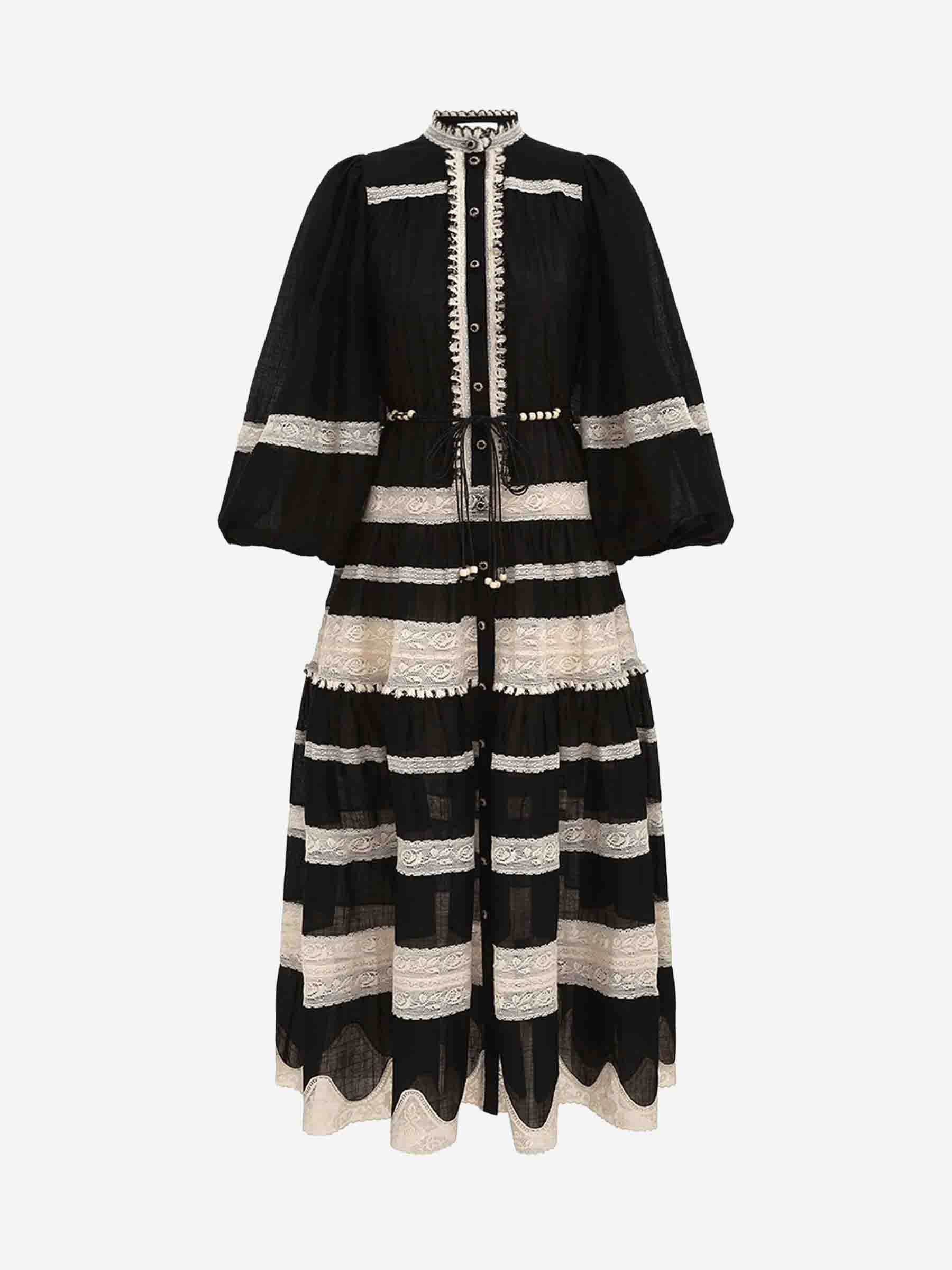 Zimmermann Mujer Barcelona Vestido Midi Rhiannon color Blanco y Negro sku 721-000545 01 - Foto 1