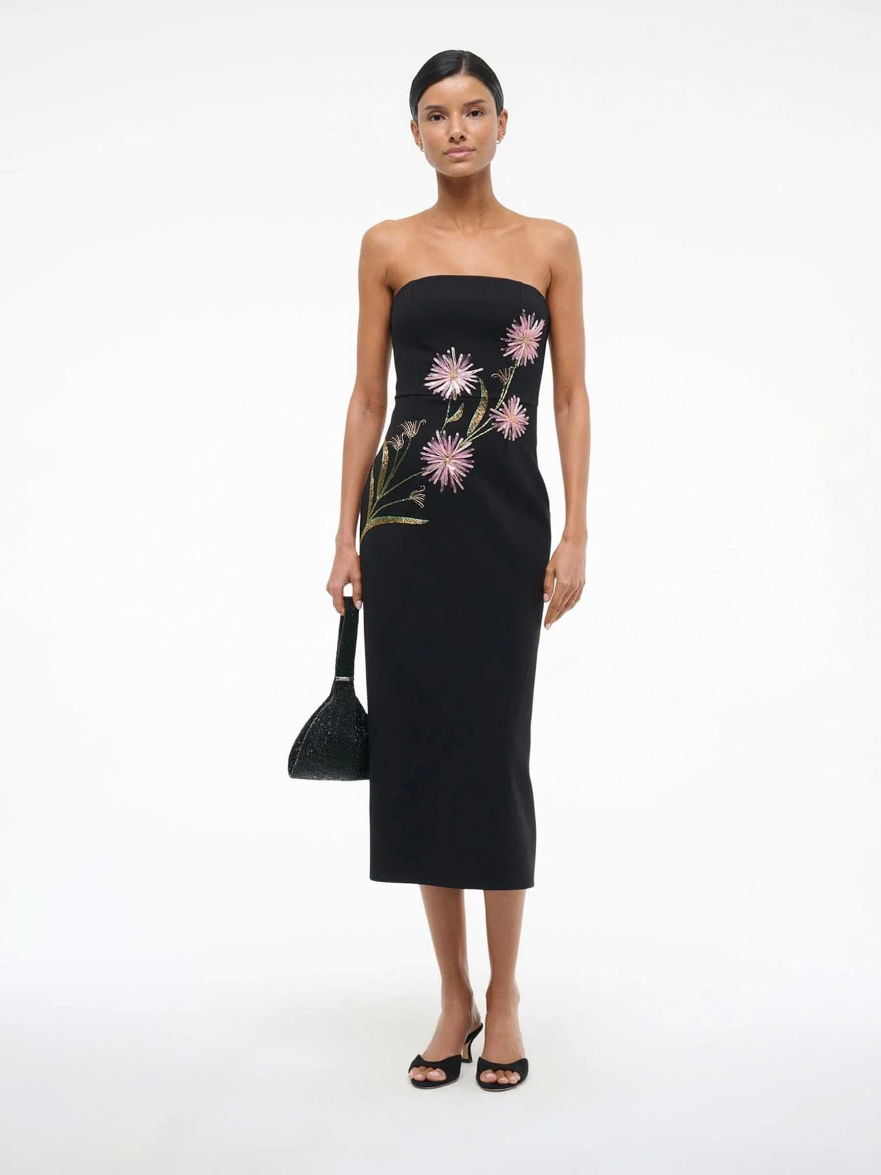 Staud Mujer Barcelona Vestido midi Brooke Dahlia Daydream color Negro sku 721-000555 01 - Foto 2