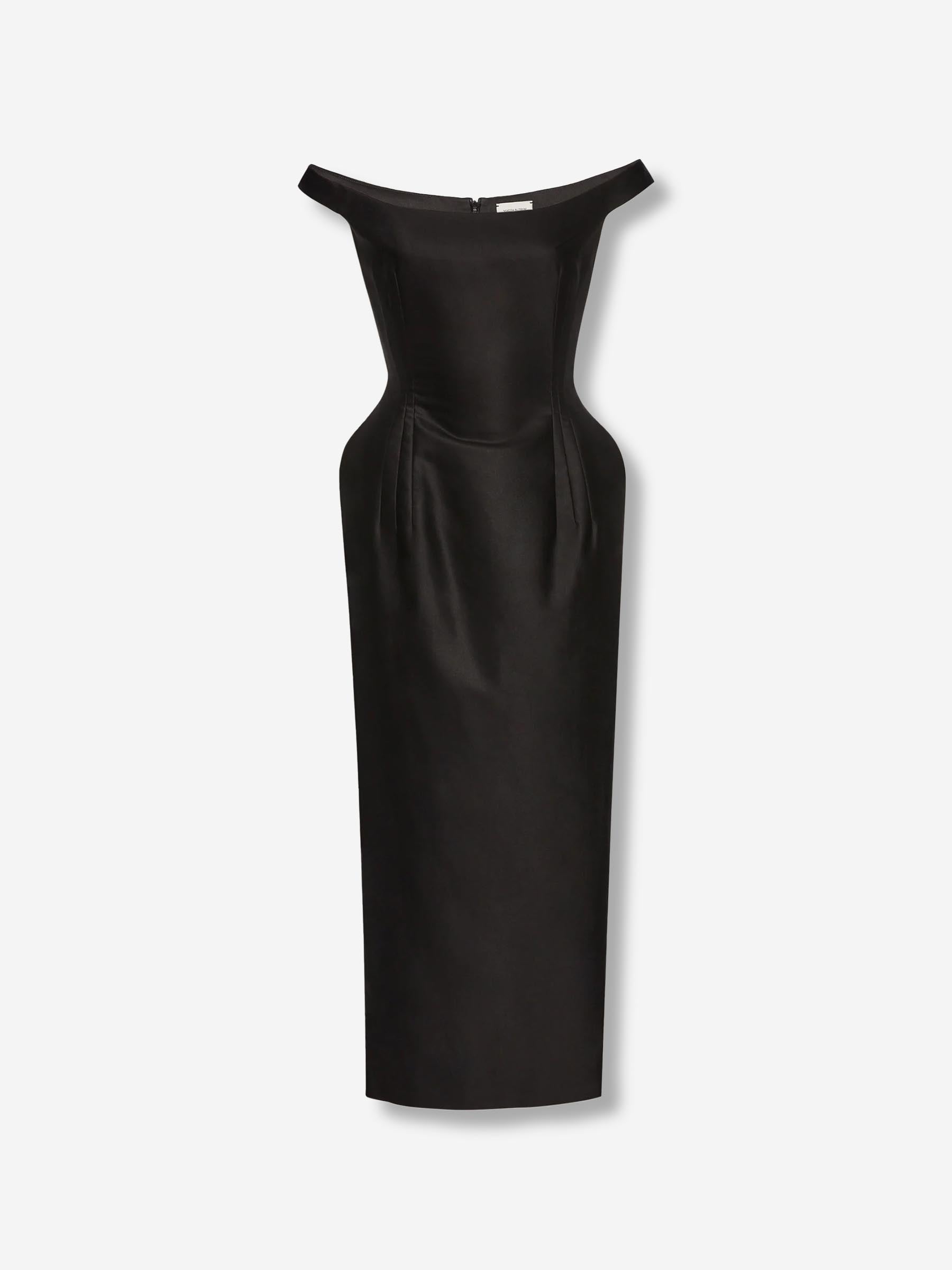 Magda Butrym Mujer Barcelona Vestido Midi Algodón color Negro sku 721-000582 01 - Foto 1