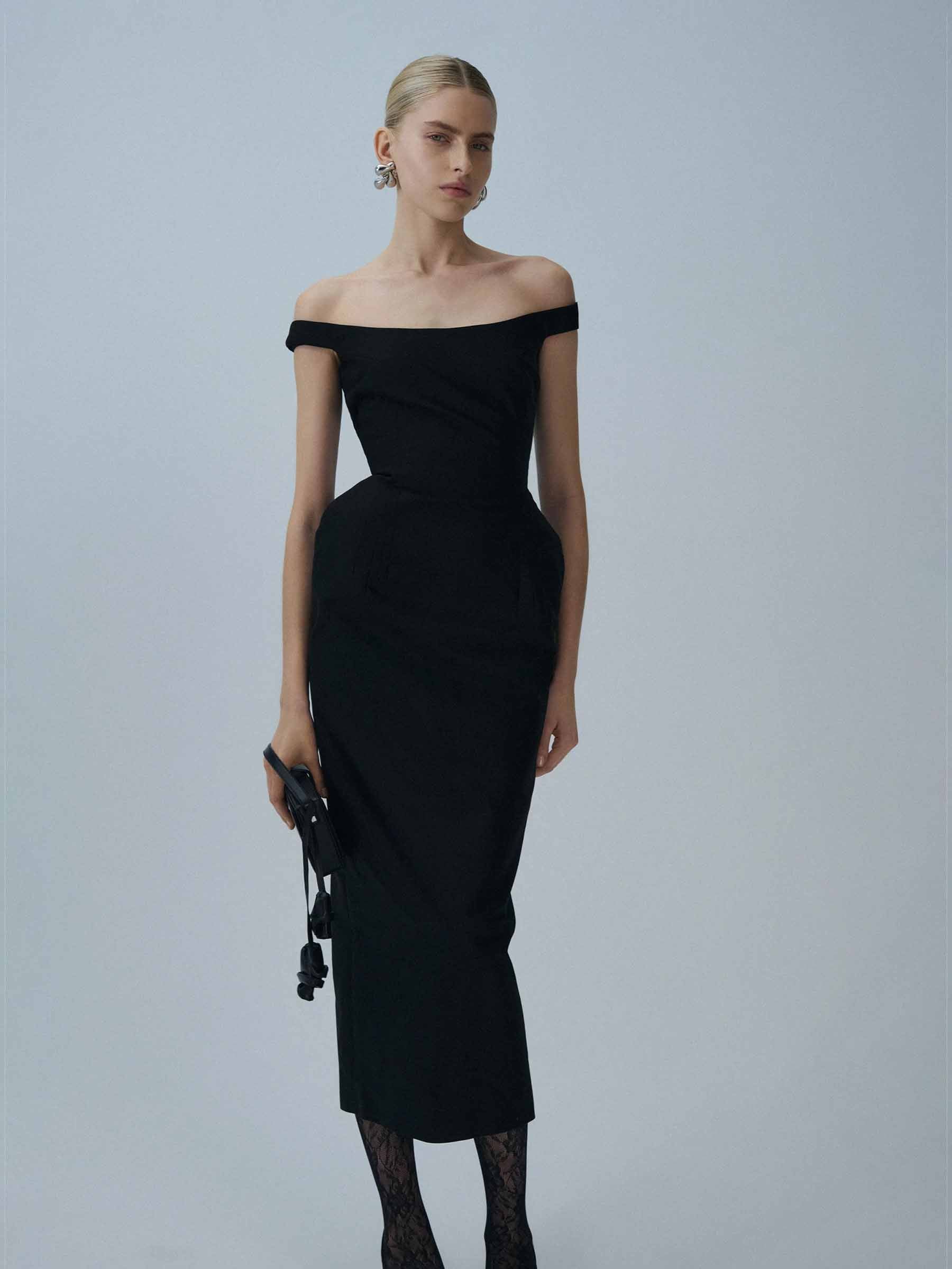 Magda Butrym Mujer Barcelona Vestido Midi Algodón color Negro sku 721-000582 01 - Foto 2