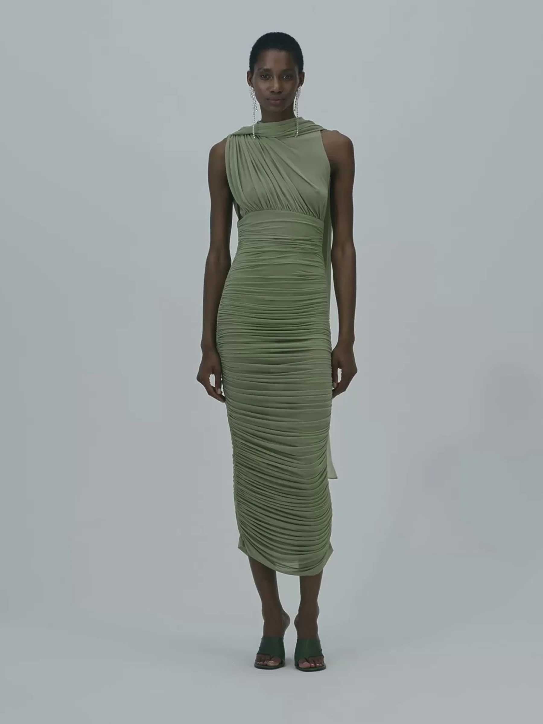 Magda Butrym Mujer Barcelona Vestido Midi Drapeado color Verde sku 721-000583 01 - Foto 2