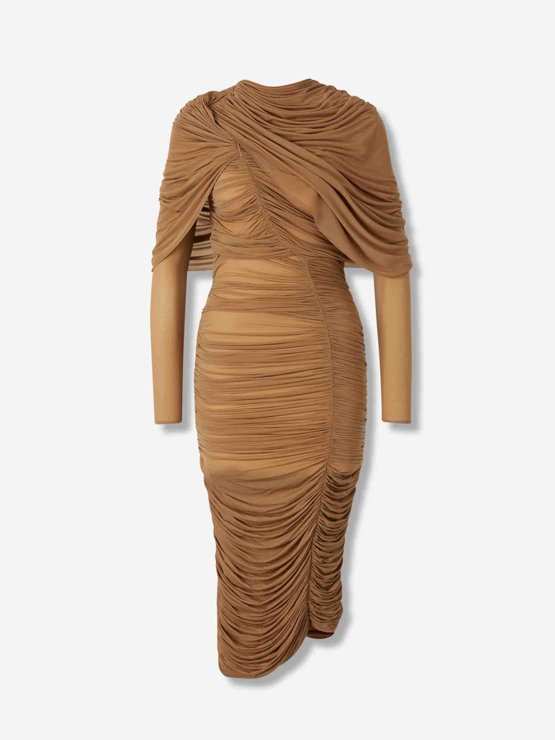 Magda Butrym Mujer Barcelona Vestido Midi Drapeado color Camel sku 721-000584 01 - Foto 1