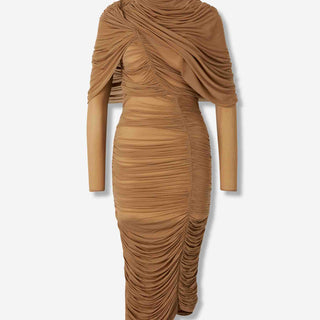 Magda Butrym Mujer Barcelona Vestido Midi Drapeado color Camel sku 721-000584 01 - Foto 1