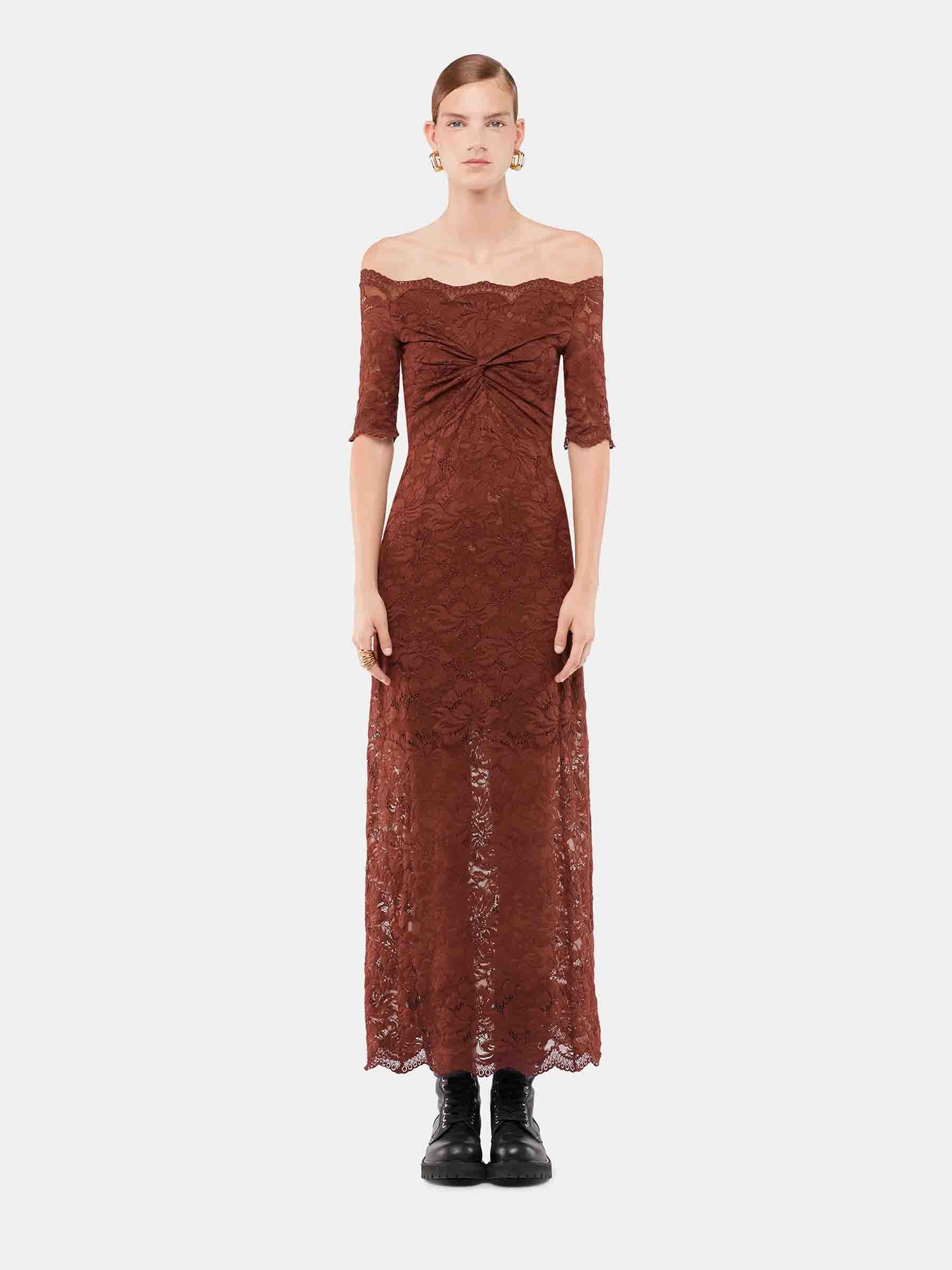 Rabanne Mujer Barcelona Vestido Midi Encaje color Marrón sku 721-000619 01 - Foto 2