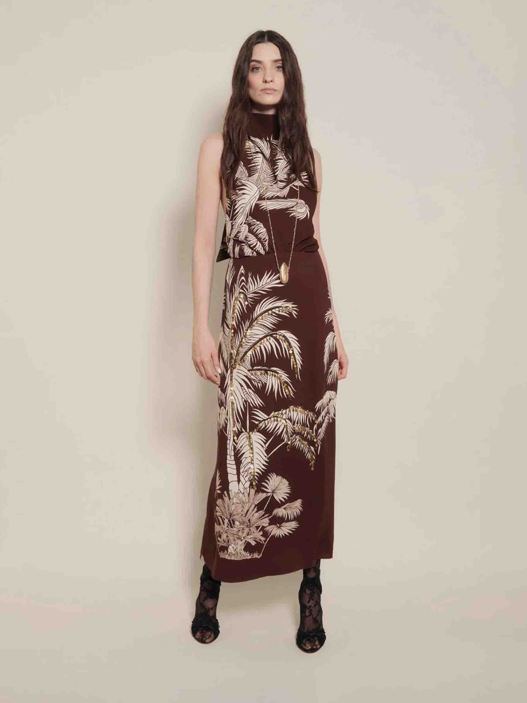 Johanna Ortiz Mujer Barcelona Vestido Midi Encanto Invernal color Marrón Oscuro sku 721-000620 01 - Foto 2