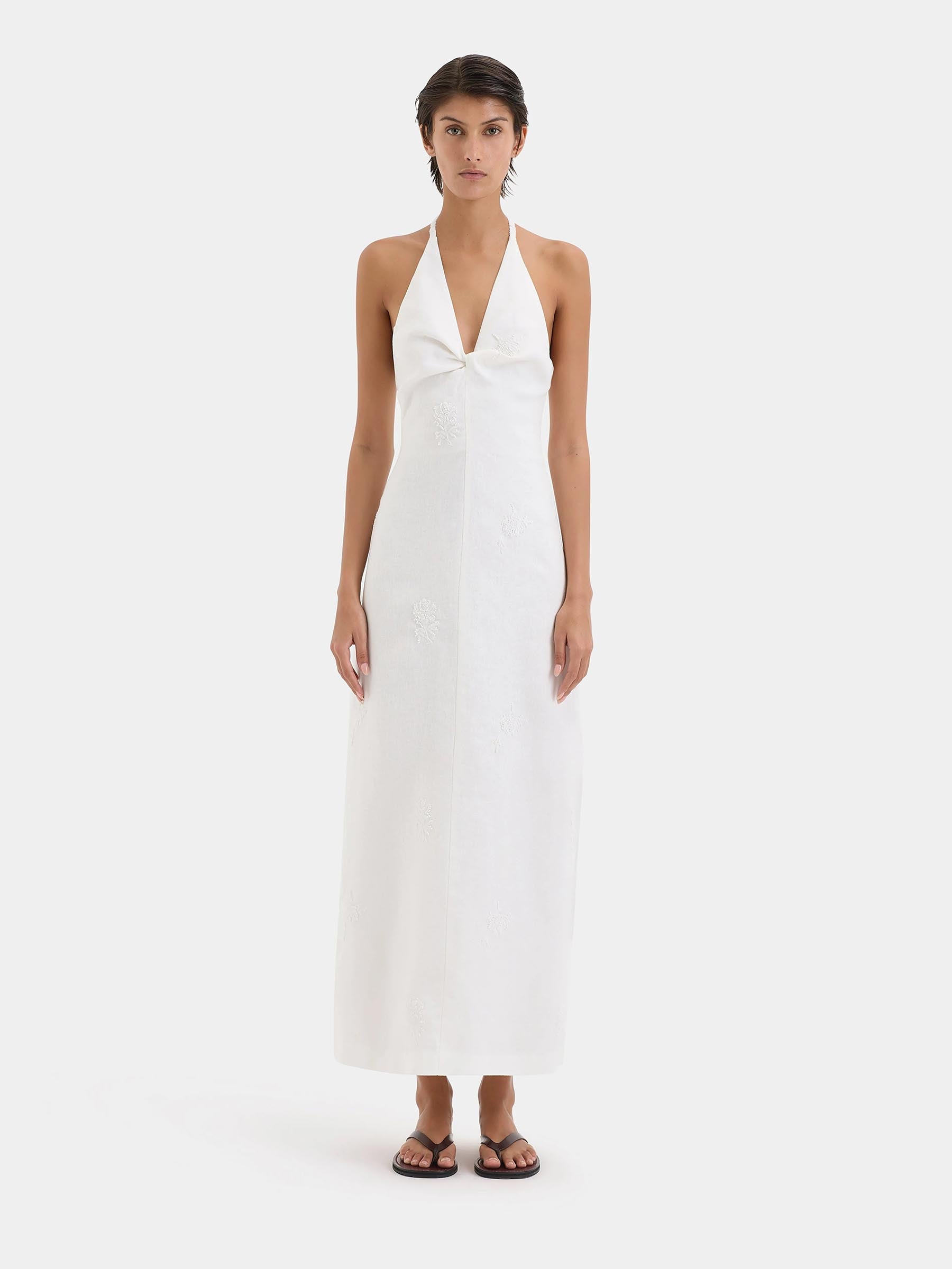 SIR. Mujer Barcelona Vestido Halter Lino color Blanco sku 721-000647 01 - Foto 2