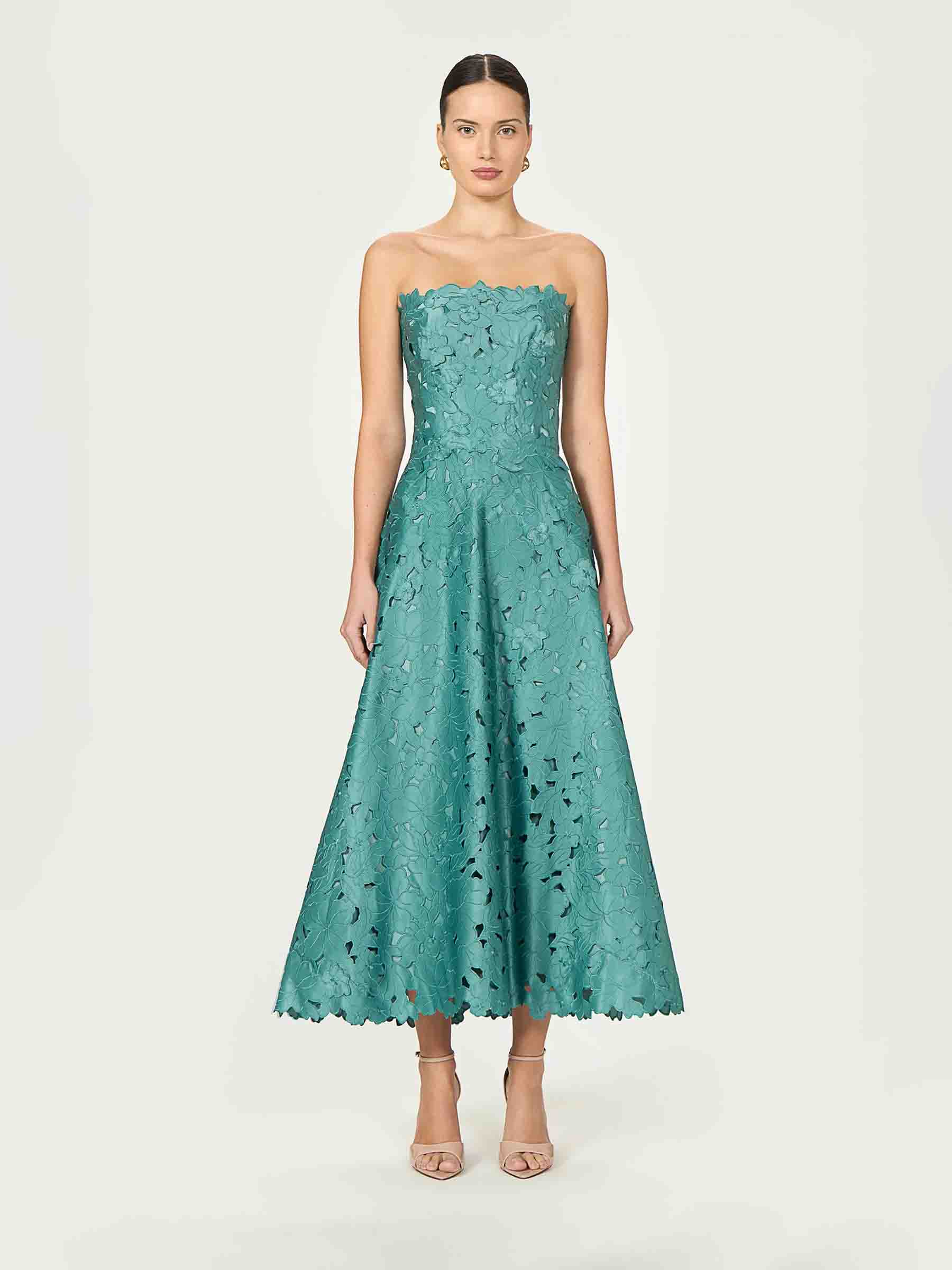 Costarellos Mujer Barcelona Vestido Midi Vella color Verde Turquesa sku 721-000671 01 - Foto 2