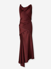 Victoria Beckham Mujer Barcelona Vestido Midi Drapeado color Burdeos sku 721-000705 01 - Foto 1