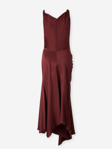 Victoria Beckham Mujer Barcelona Vestido Midi Drapeado color Burdeos sku 721-000705 01 - Foto 2