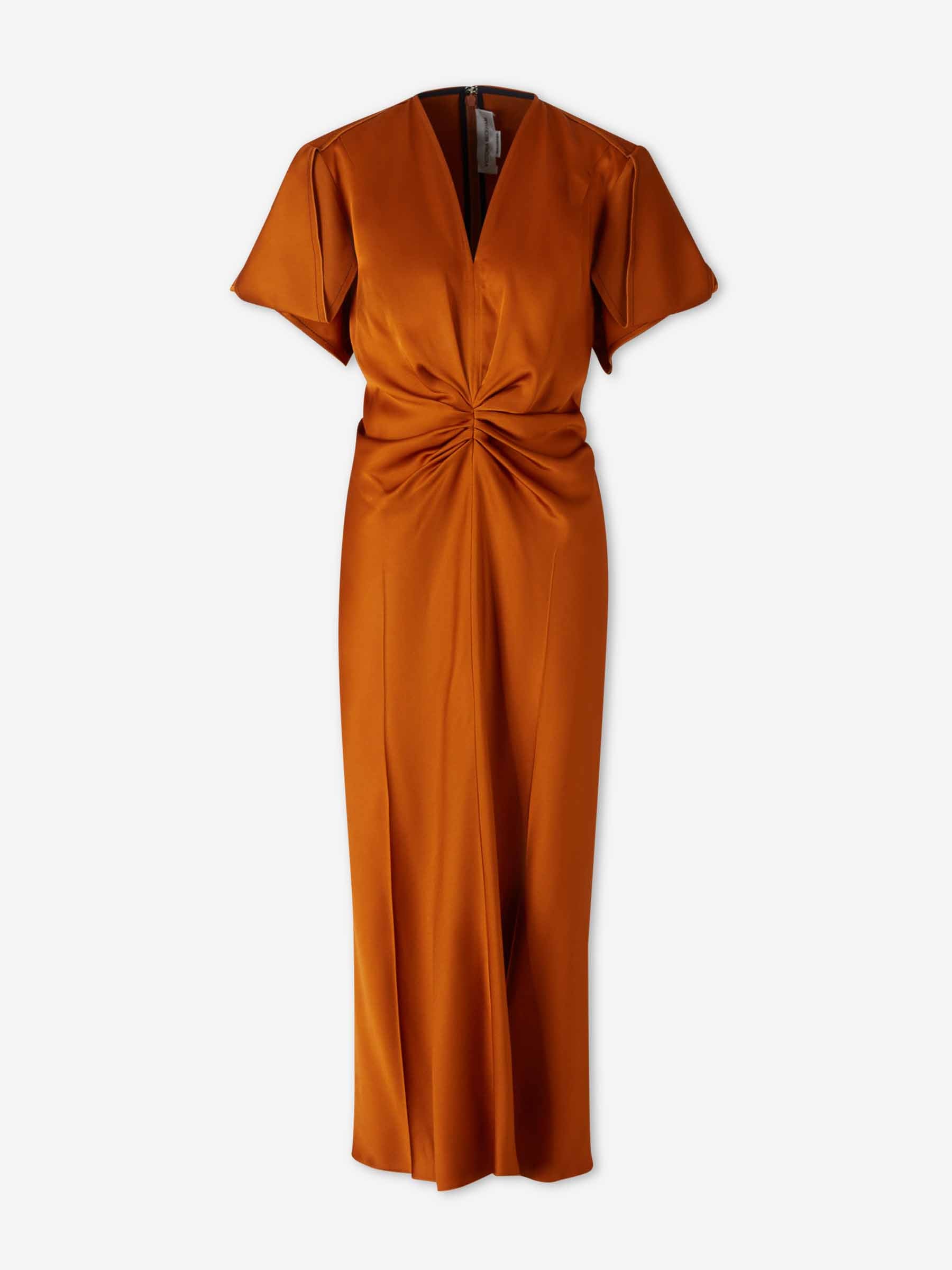 Victoria Beckham Mujer Barcelona Vestido Midi Plisado color Naranja Oscuro sku 721-000707 01 - Foto 1