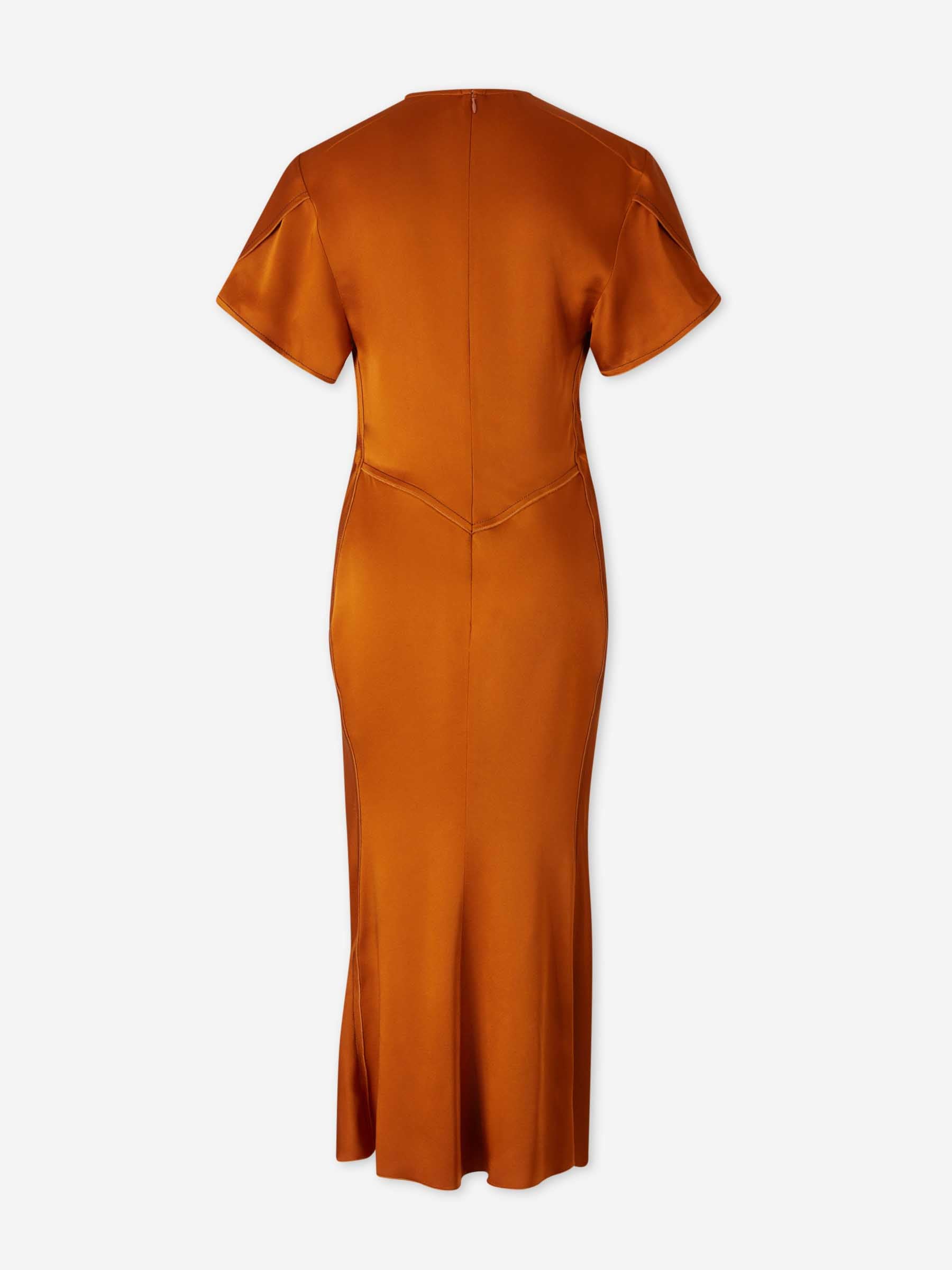 Victoria Beckham Mujer Barcelona Vestido Midi Plisado color Naranja Oscuro sku 721-000707 01 - Foto 2