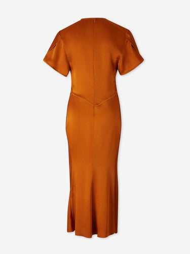 Victoria Beckham Mujer Barcelona Vestido Midi Plisado color Naranja Oscuro sku 721-000707 01 - Foto 2