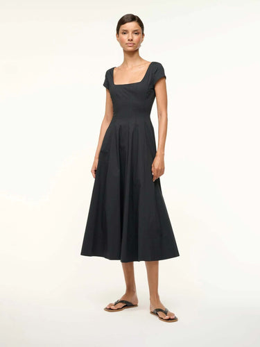 Staud Mujer Barcelona Vestido Midi Algodón color Negro sku 721-000719 01 - Foto 2